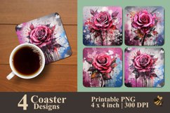 Beauty Pink Rose Coaster Sublimation Designs Product Image 1