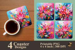 Abstract Floral Textured Coaster Sublimation Design Product Image 1
