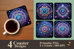 Celestial Galaxy Mandala Coaster Sublimation Design Product Image 1