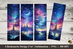 Fantastic City Night Bookmarks Sublimation Design Product Image 1