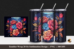 Flower and Jar Tumbler Wrap Sublimation Design 1 Product Image 1