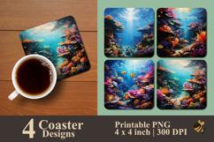 Coral Reef Scenery Coaster Sublimation Design Product Image 1