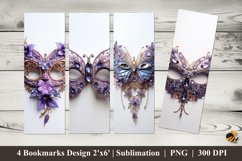 Butterfly Mask Art Bookmarks Sublimation Design Product Image 1