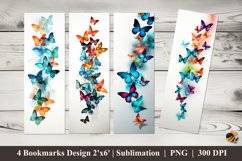 Butterflies Flying Bookmarks Sublimation Design Product Image 1