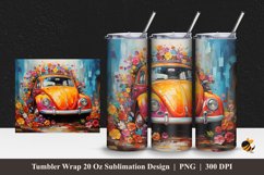 Car Flowers Tumbler Wrap Sublimation Design 1 Product Image 1