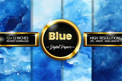 Blue Watercolor Digital Papers - 04 Variations Product Image 1