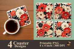 Floral Shapes Collide Coaster Sublimation Design Product Image 1