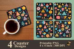 Doodle Geo Carnival Coaster Sublimation Design Product Image 1