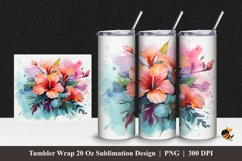 Tropical Flower Tumbler Wrap Sublimation Design 1 Product Image 1