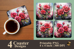 Wild Spirit Roses Coaster Sublimation Design Product Image 1