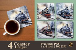 Winter Locomotive Coaster Sublimation Designs Product Image 1