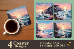 Seaside Cliff At Dawn Coaster Sublimation Design Product Image 1