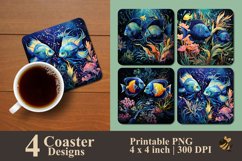 Blue Fish Coaster Sublimation Designs Product Image 1