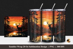 Wild Black Deer Tumbler Wrap Sublimation Design 1 Product Image 1