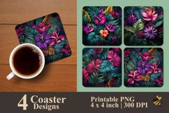 Jungle Floral Vibes Coaster Sublimation Designs Product Image 1