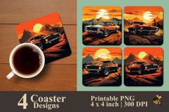 Retro Car Coaster Sublimation Designs Product Image 1