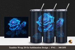 Fantasy Blue Rose Tumbler Wrap Sublimation Design 1 Product Image 1