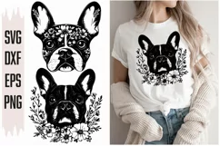 French Bulldog Svg, Dog Svg, Pattern, Floral Svg Product Image 1