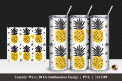 Handdrawn Pineapple Tumbler Wrap Sublimation Design 1 Product Image 1
