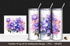 Clematis Flower Tumbler Wrap Sublimation Design 1 Product Image 1