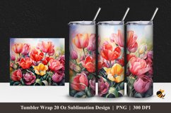 Painting Tulip Tumbler Wrap Sublimation Design 1 Product Image 1