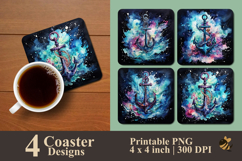 Alcohol Ink Anchor Coaster Sublimation Design Product Image 1