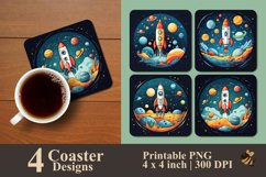 Rocket Space Coaster Sublimation Designs Product Image 1