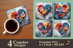 Marble Heart Coaster Sublimation Designs Product Image 1