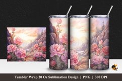 Flowering Mountain Tumbler Wrap Sublimation Design 1 Product Image 1