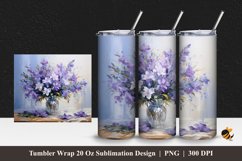 Violet Flowers Tumbler Wrap Sublimation Design 1 Product Image 1