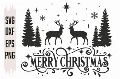 Merry Christmas Svg, Christmas Svg, Reindeer Svg Product Image 1