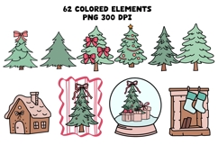 Christmas Coquette Clipart PNG Elements &amp; Seamless Patterns Product Image 2