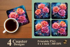 Alcohol Ink Rose Coaster Sublimation Designs Product Image 1