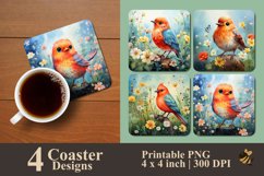Cute Orange Bird Coaster Sublimation Designs Product Image 1