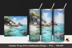 Clear Beach Tumbler Wrap Sublimation Design 1 Product Image 1