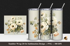 Ranunculus Flower Tumbler Wrap Sublimation Design 1 Product Image 1