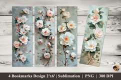 Camellia Flowers Bookmarks Sublimation Design Product Image 1