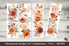 Autumn Flowers Bookmarks Sublimation Design Product Image 1