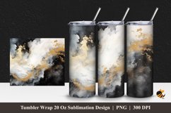 Black Golden Marble Tumbler Wrap Sublimation Design 1 Product Image 1