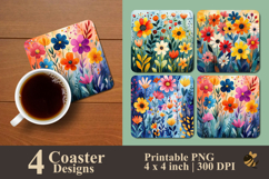 Happy Flower Garden Coaster Sublimation Design Product Image 1