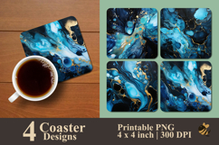 Midnight Pearl Marble Coaster Sublimation Design Product Image 1