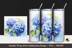 Hortensia Flower Tumbler Wrap Sublimation Design 1 Product Image 1