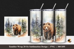 Bear in The Forest Tumbler Wrap Sublimation Design 1 Product Image 1