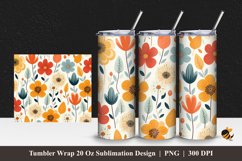 Floral Art Design Tumbler Wrap Sublimation Design 1 Product Image 1