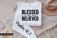 Blessed Is She Who - Christian Sleeve T-Shirt Design Product Image 2