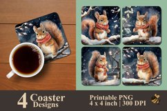 Cute Winter Squirrel Coaster Sublimation Designs Product Image 1