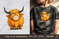 Adorable Highland Cow DTF Sublimation Clipart Design 1 Product Image 1