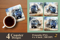 Cement Mixer Truck Coaster Sublimation Design Product Image 1