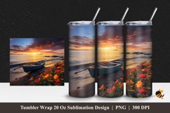 Floral Beach Tumbler Wrap Sublimation Design 1 Product Image 1