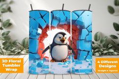 3D Penguin Cracked Ice Wall Tumbler Wrap Design Product Image 1